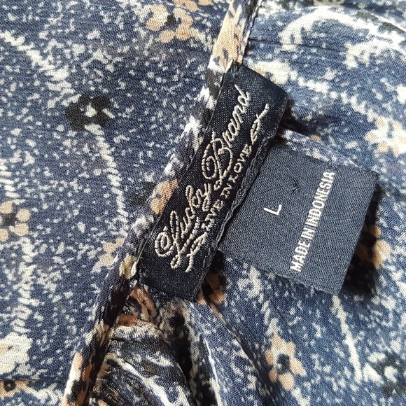 Lucky Brand sheer top size large Blue And Brown Paisley - Picture 6 of 8
